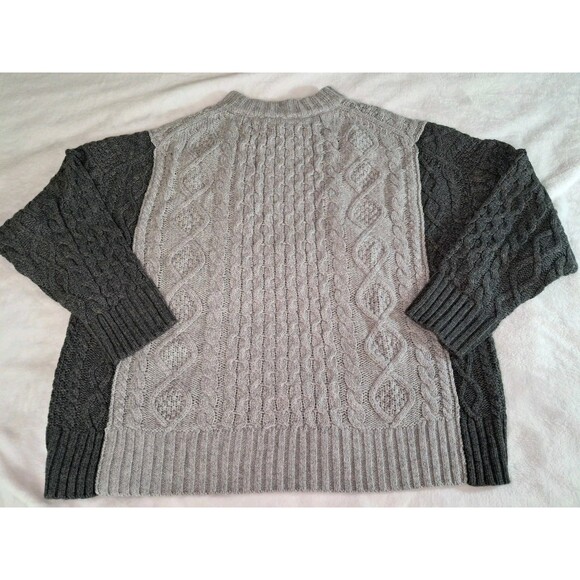 J.Crew L/XL Oversized Cable-Knit Crewneck Sweater Contrast Sleeves CE720 NWT - Picture 5 of 8